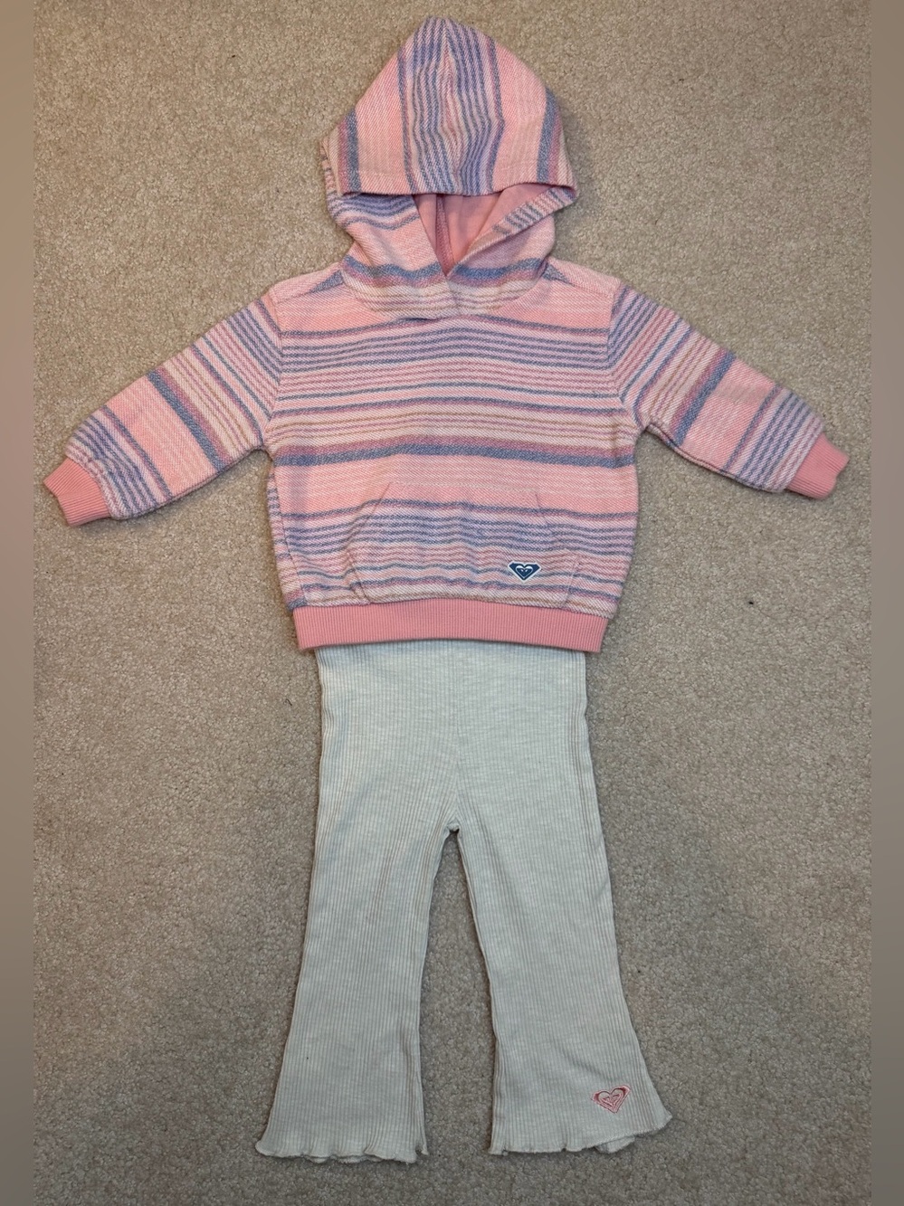 Roxy French Terry Pullover & Ribbed Wide Leg Pants Matching Set